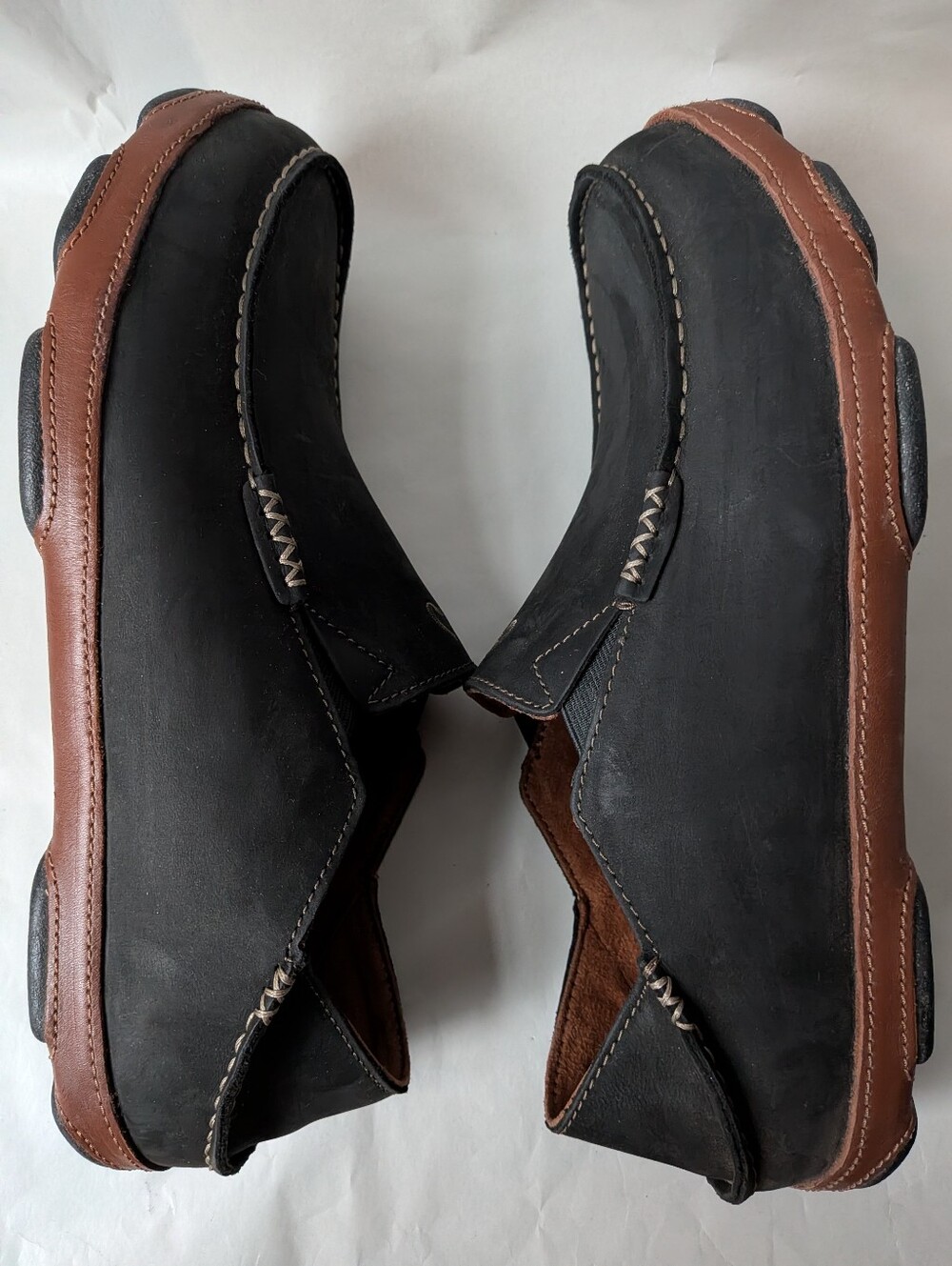 Olukai Moloa Men's Slip On Leather Casual Shoes Black/Toffee Size 11.5 - Picture 4 of 10